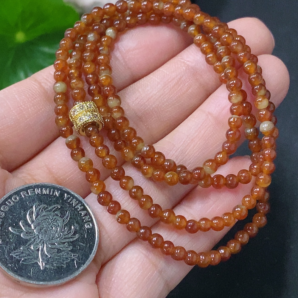 F35139541 Jadeite Bead Necklace Approximately 3.1mm Total Weight About 9.87g Non-Gold Clasp