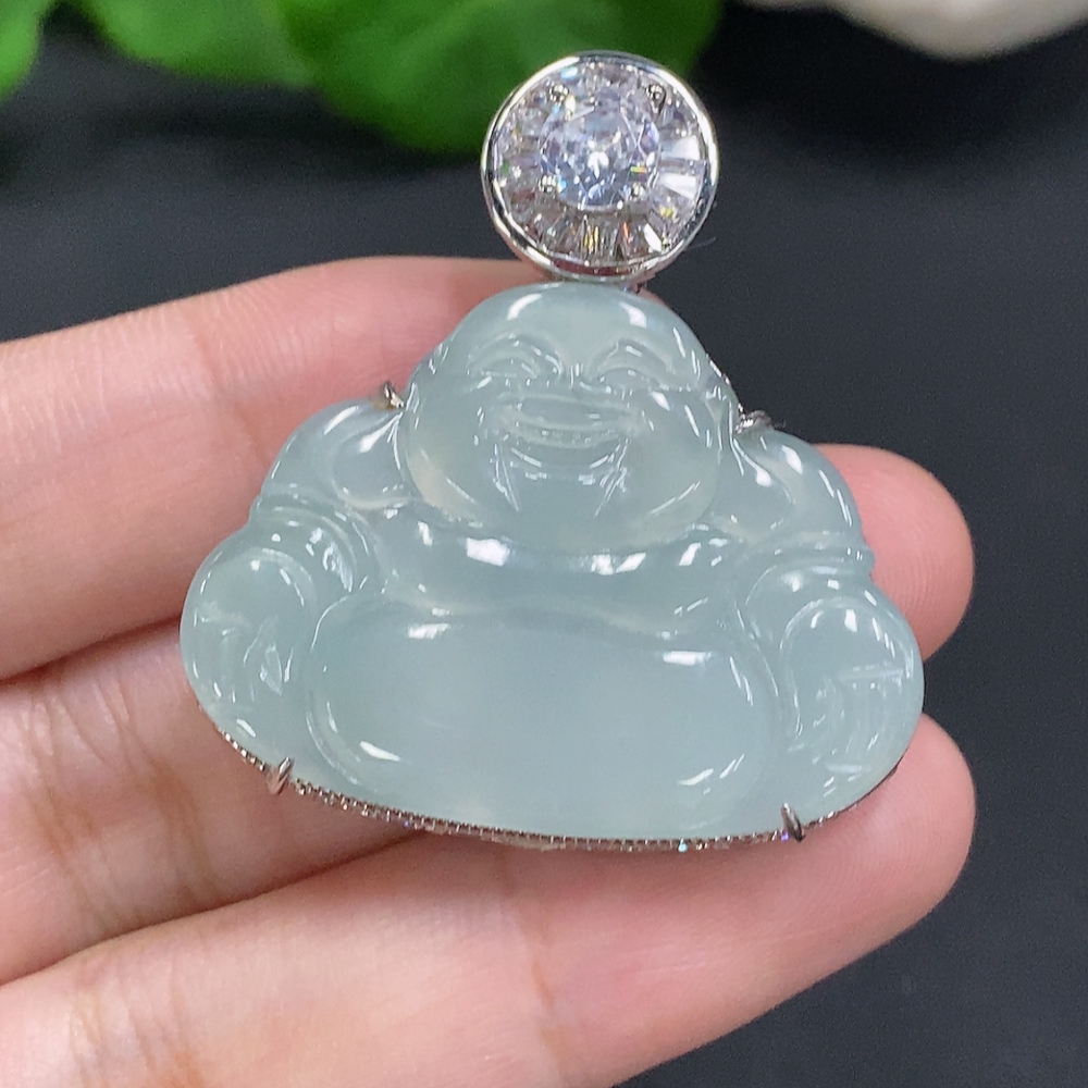 F33932972 Jadeite Buddha Pendant Inlay Non-Gold Inlay Total Weight Approx. 14.4g