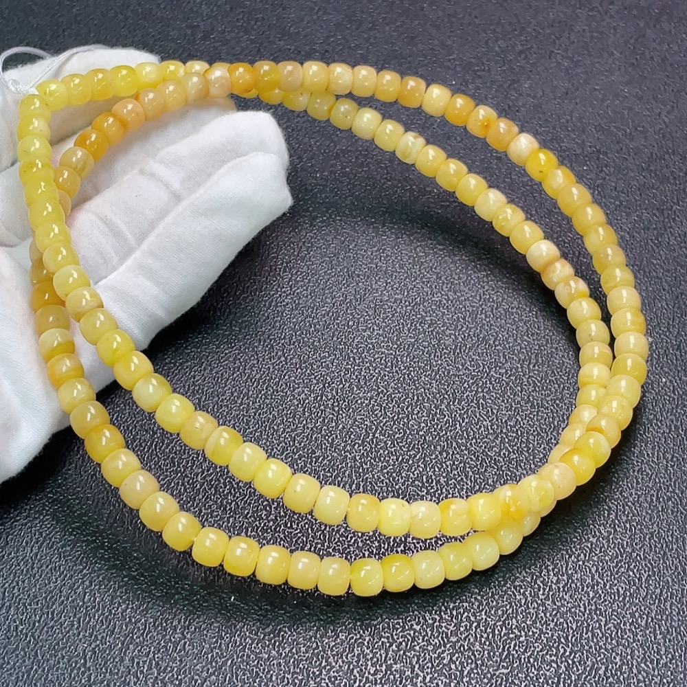 C32816658 Amber Beeswax Bead Strand, Total Weight Approx. 28.52g, Size Approx. 7.1mm