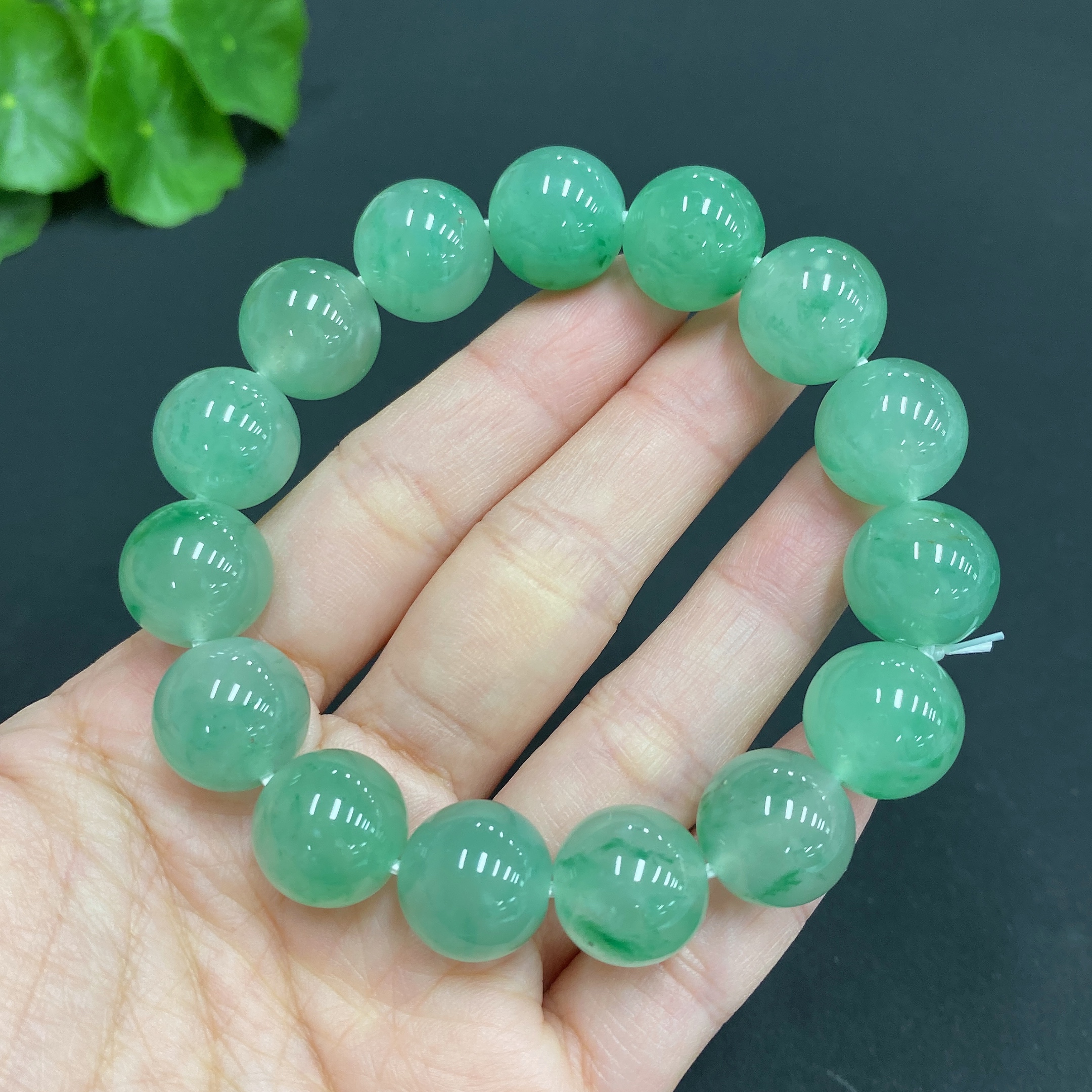 H23680837 Dulong Jade Bead Bracelet, approx. 13.4mm, total weight approx. 52g