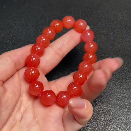 C33921077 South Agate Beaded Bracelet, Total Weight Approx. 36.92g, Size Approx. 11.3mm