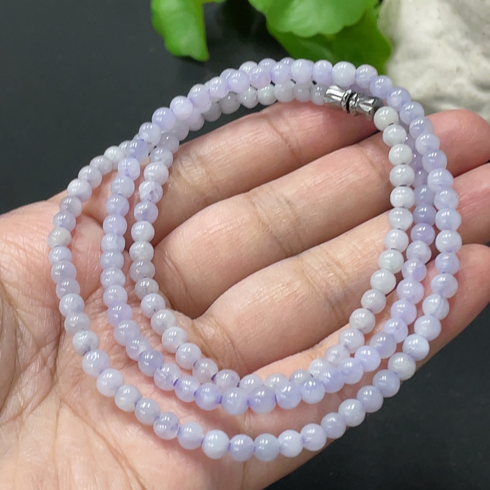 F35108652 Jadeite Bead Necklace Approx. 4.5mm Total Weight Approx. 19.9g Non-Gold Clasp