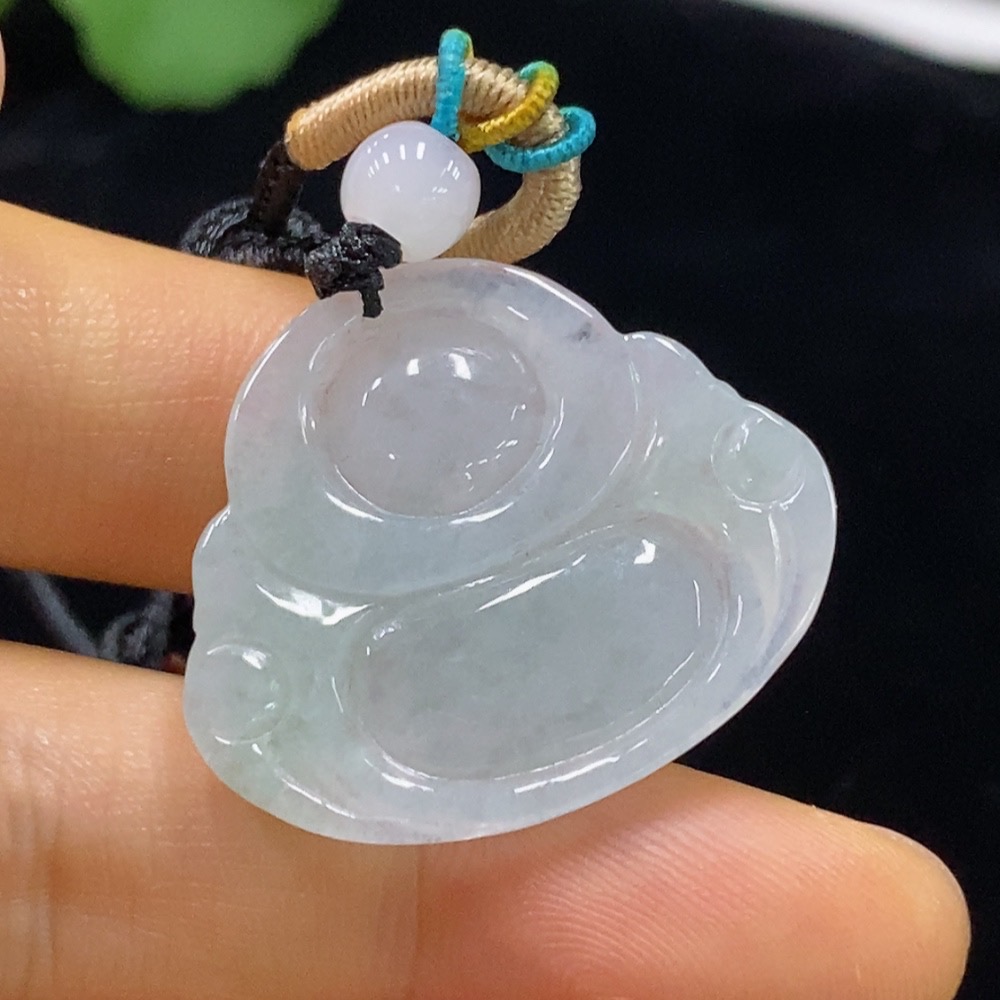 F34025205 Jadeite Buddha Pendant Total Weight Approx. 8.25g (Including Rope Weight) With Non-Grade A Beads