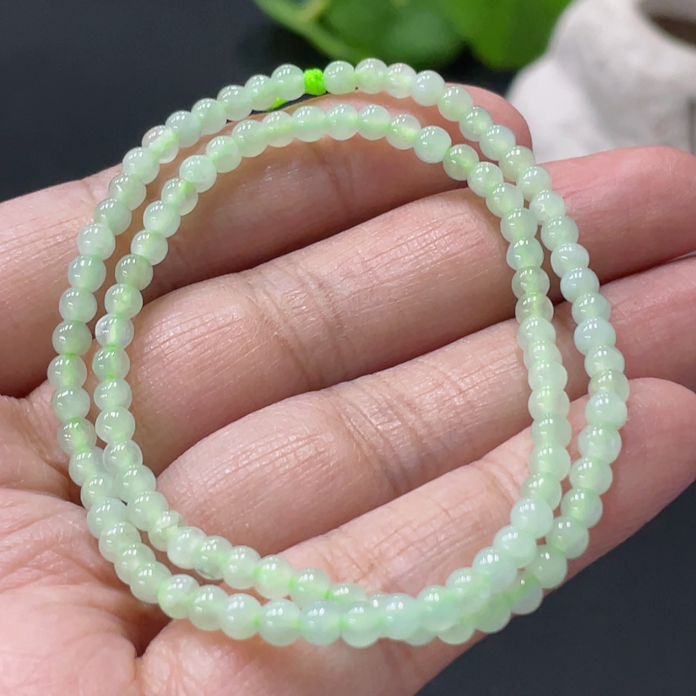 F33837129 JadeiteBeaded Bracelet Approx.3.3mm Total Weight About 6.56g