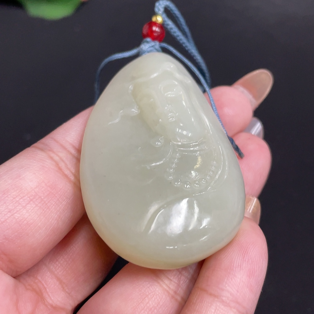 H32698548 Hetian Jade Pendant Guanyin Total Weight Approx. [with rope] 49.2g