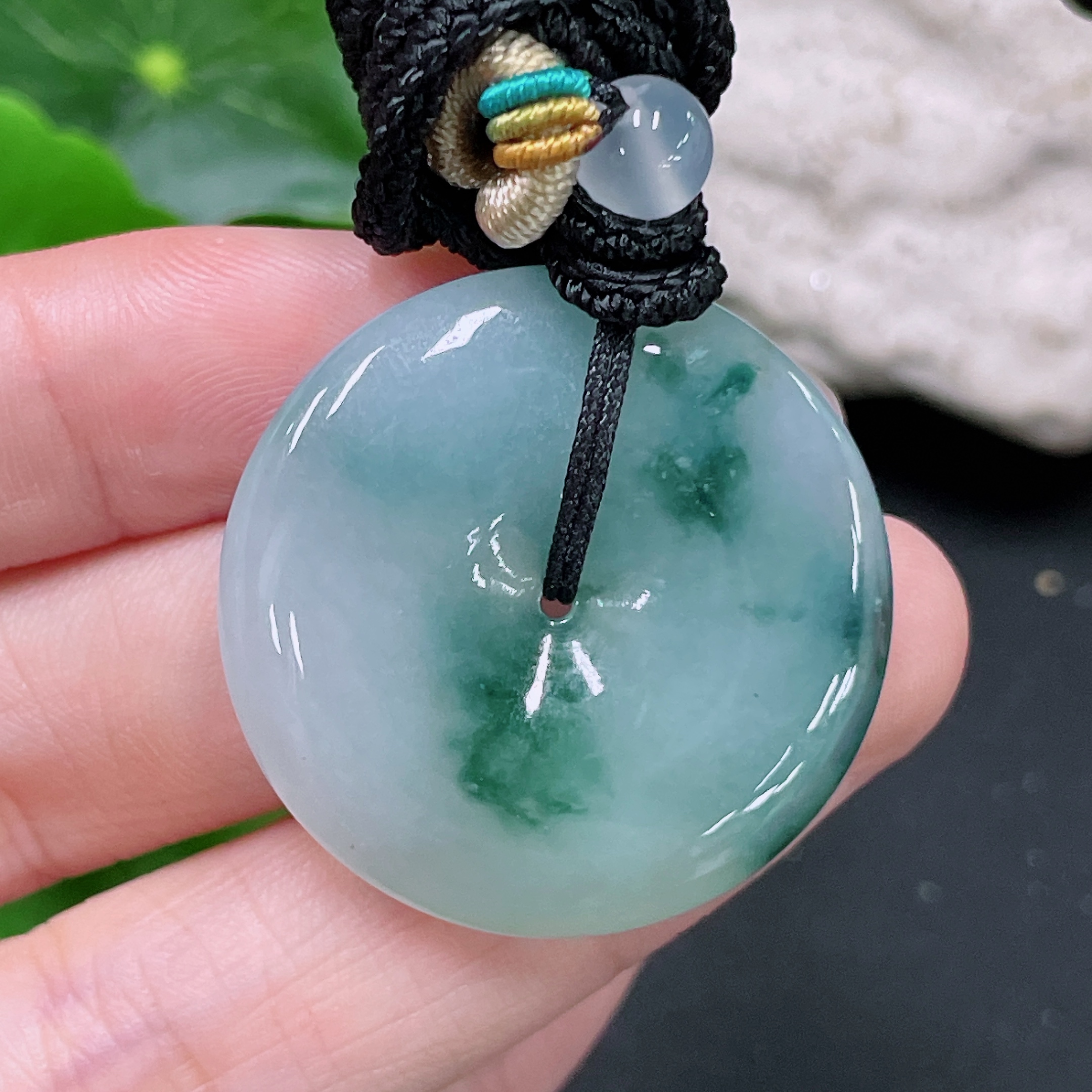 F33893446 Jadeite Pendant Peace Buckle Total Weight Approximately 14.8g Including Rope