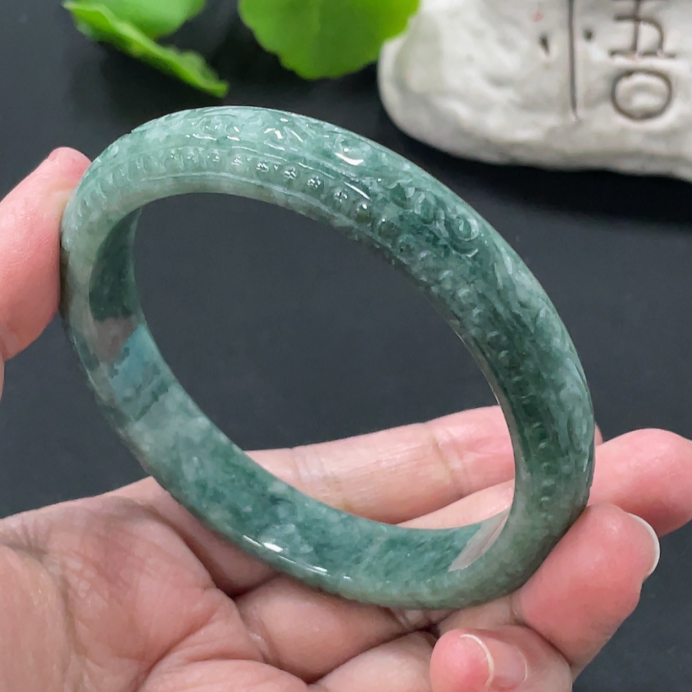 F33935013 Jadeite Round Bangle, Total Weight Approx. 49.5g, Size 60.3