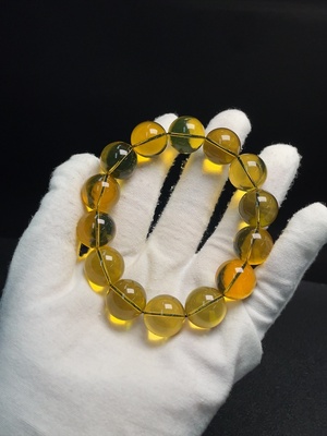 C34009606 Amber Beeswax Bracelet, Total Weight Approx. 29.82g, Size About 15.8mm
