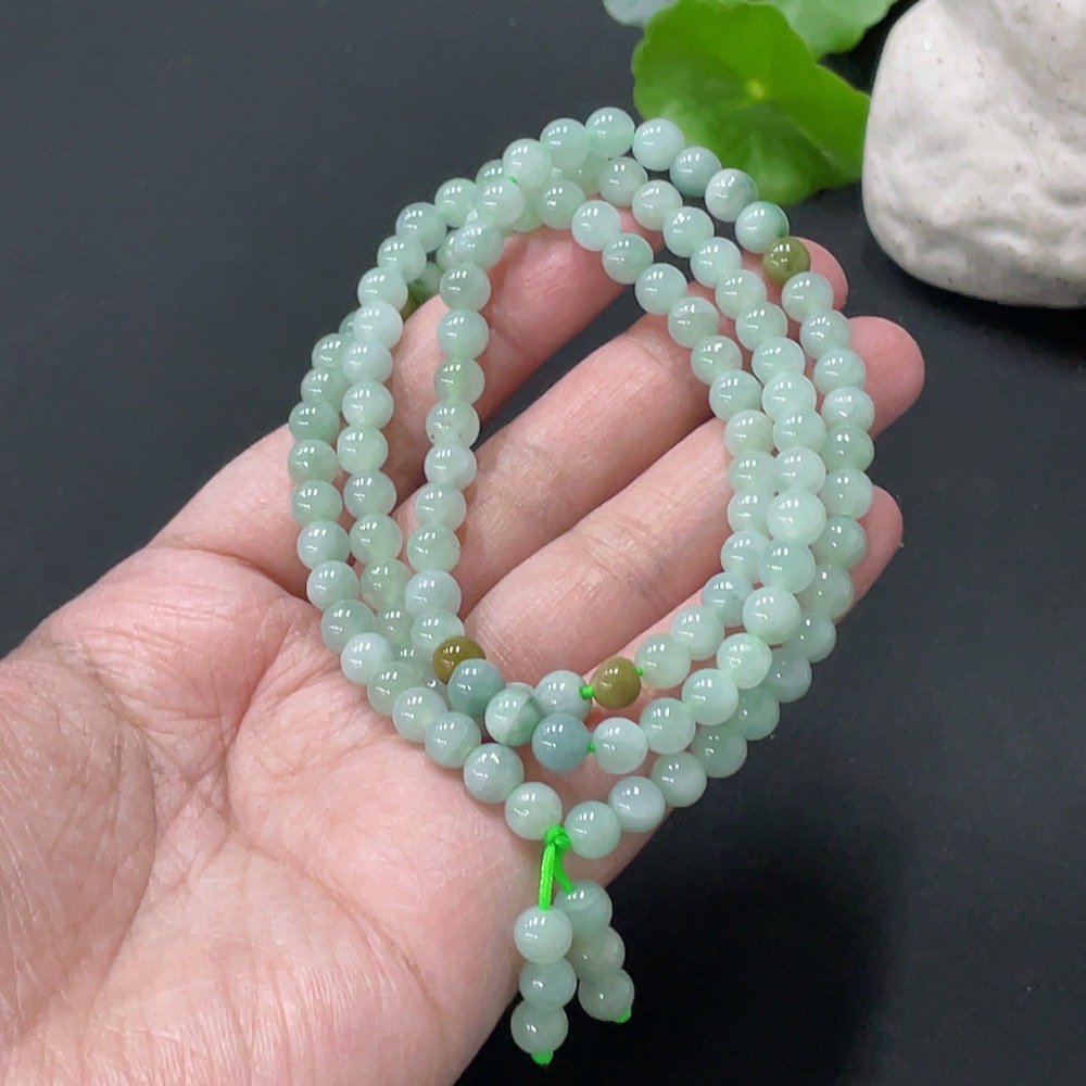 F35145843 Jadeite Beaded Necklace, Approx. 5.8mm, Total Weight Approx. 37.55g