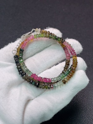 C34039279 Tourmaline Bead Necklace with Other Mineral Components, Visible Organic Matter, Non-Metal, Total Weight Approximately 12.4g, Bead Size About 3.8mm