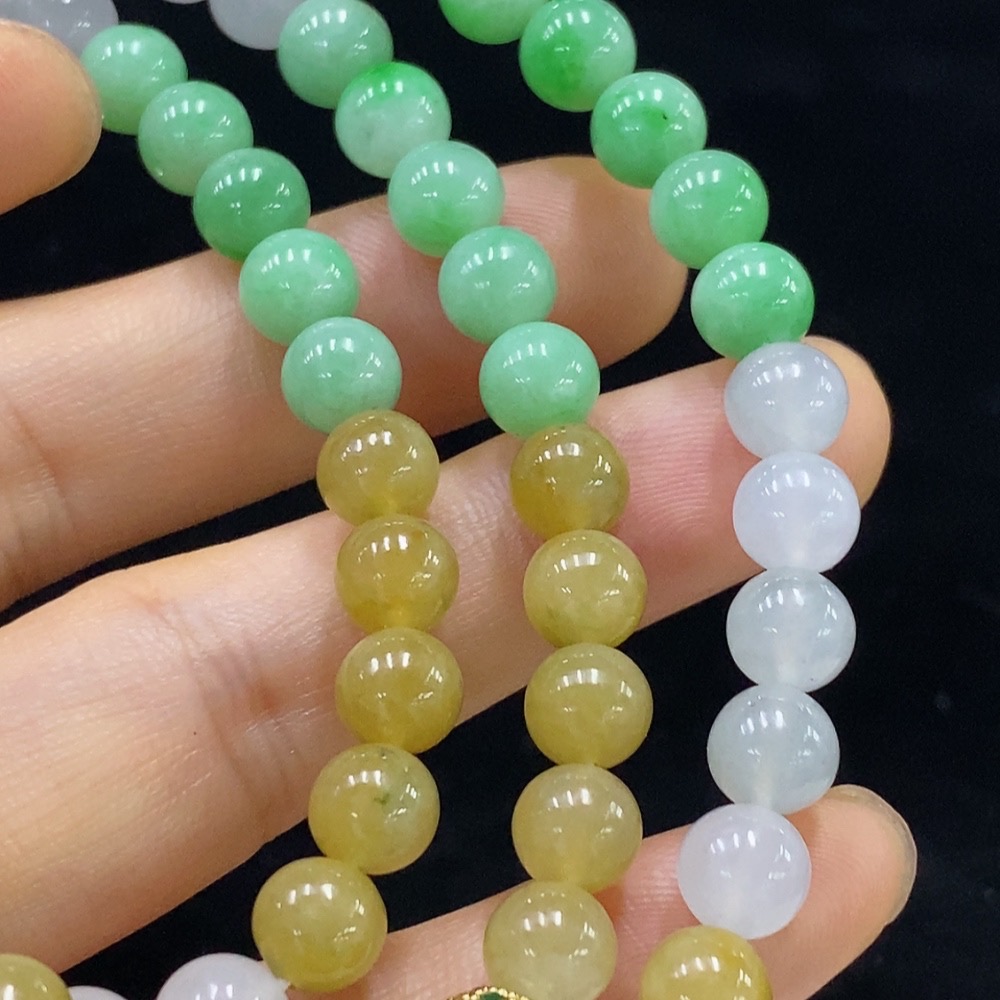 F32731533 Jadeite Bead Necklace Approx. 6.8mm Total Weight Approx. 55.24g Non-Gold Color Origin Undetermined