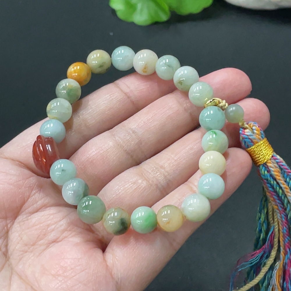 F35109738 Jadeite Bracelet Approx. 8.4mm Total Weight 23g Non-gold Accessories Non-A Beads