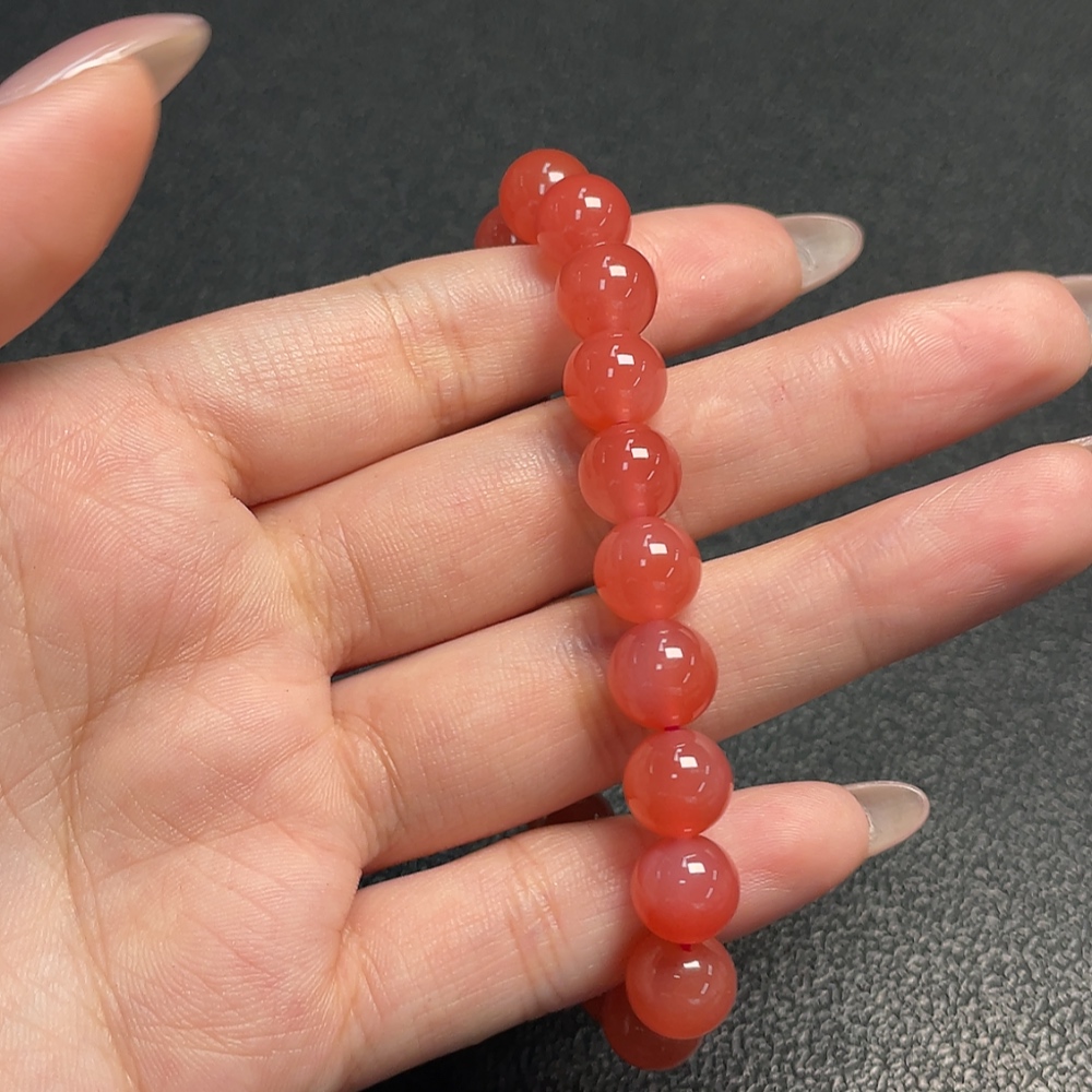 C34040936 South Red Agate Bracelet with Visible Organic Matter, Total Weight Approx. 22.36g, Size ~9.2mm