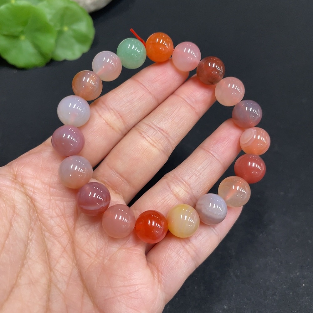 H34037707 Yanyuan Agate Bracelet, Approx. 10mm Beads, Total Weight About 28.2g