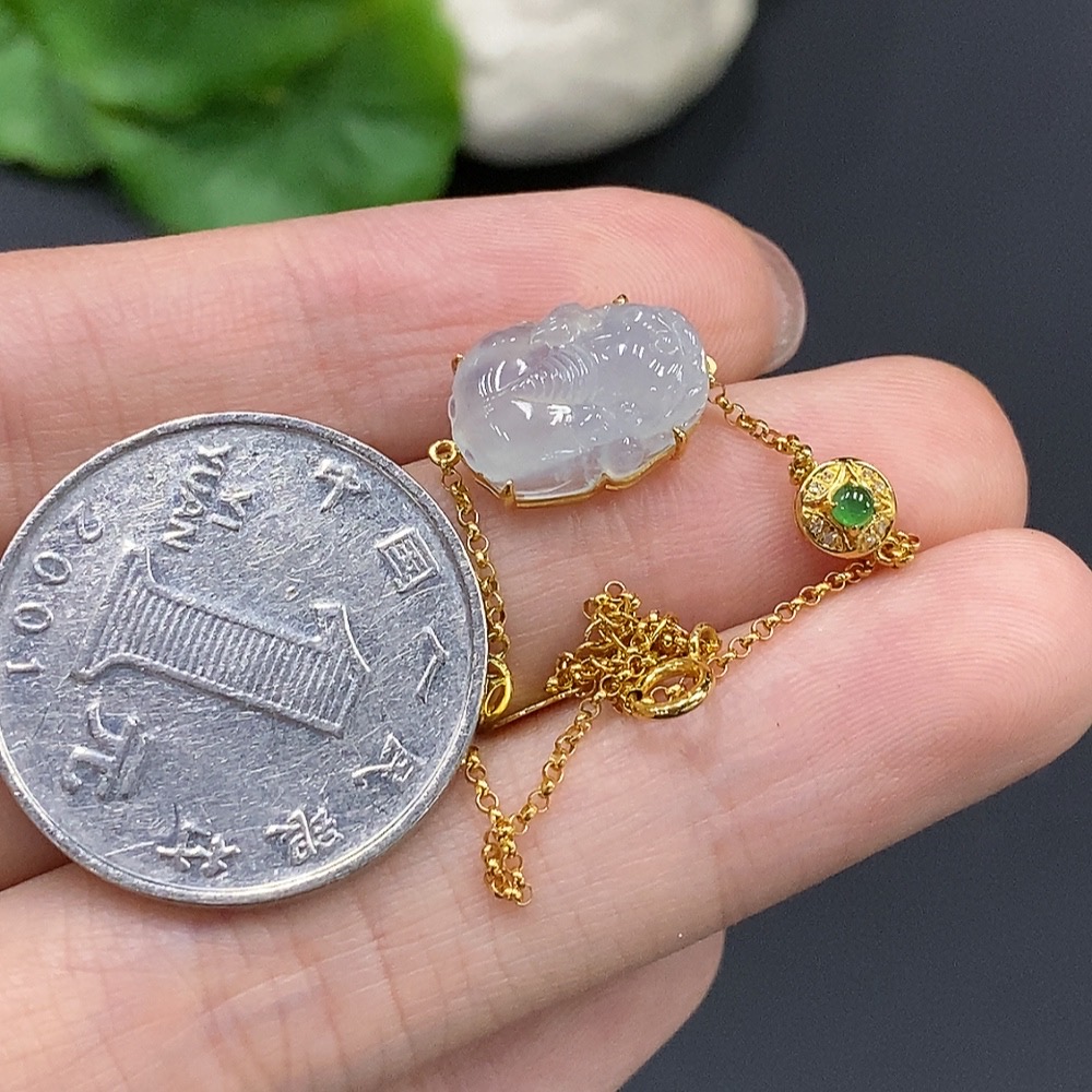 F17858292 JadeitePi Xiu Inlaid Bracelet 18K Gold Total Weight Approx. 2.2g