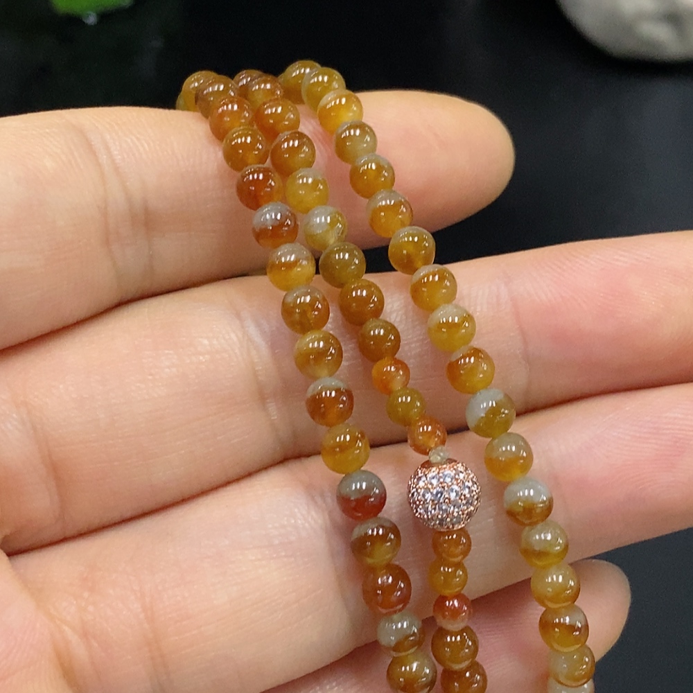 F29363368 Jadeite Beaded Necklace Non-Gold Color Origin Undetermined Total Weight Approx. 17.35g Size Approx. 4.2mm