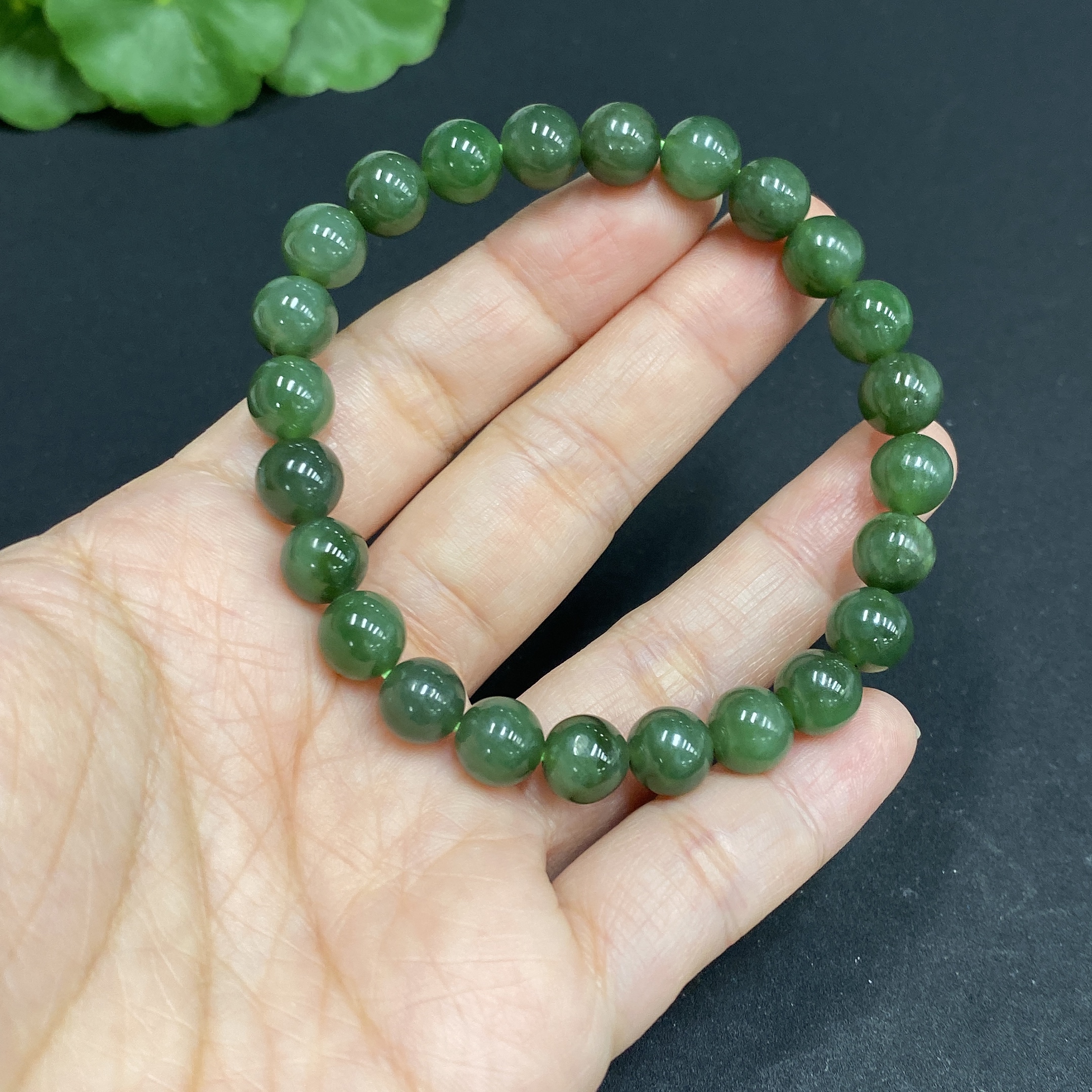 H34969928 Hetian Jade Jasper Bracelet Approx. 7.6mm Total Weight Approx. 18.4g