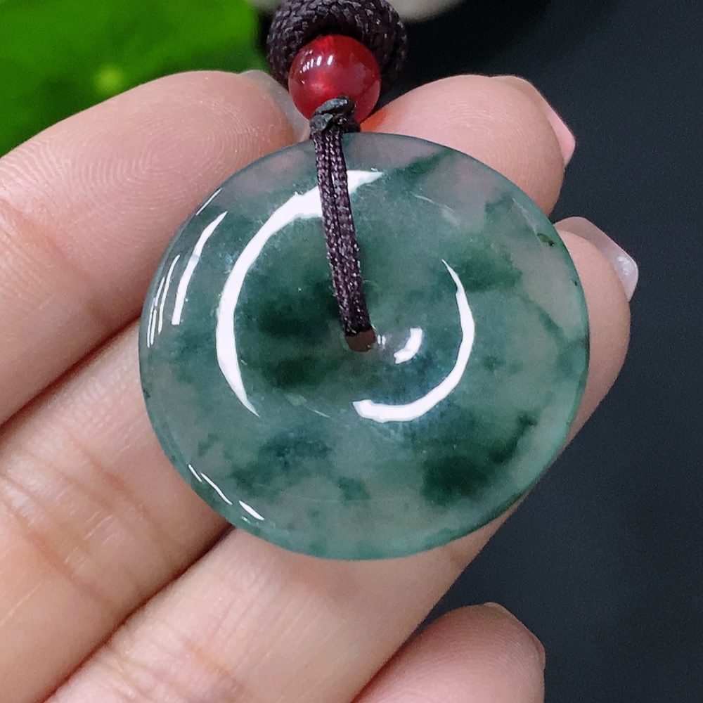 F26004985 Jadeite Safety Buckle Pendant Total Weight Approx. 7.5g (Including Rope Weight)