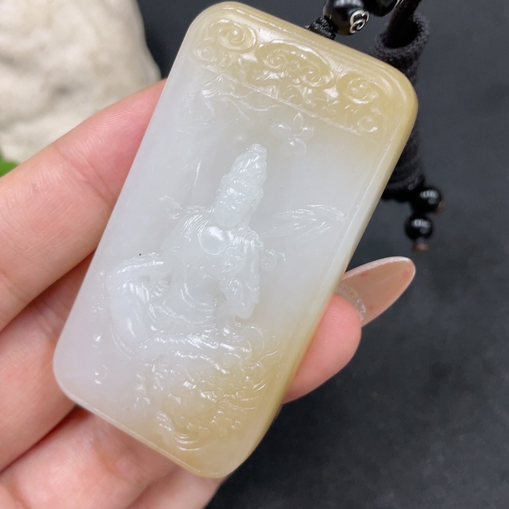 H31664185 Hetian Jade Pendant Manjushri Bodhisattva