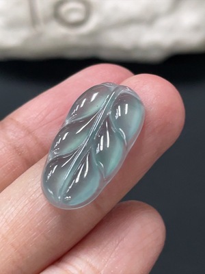 F28259901 Jadeite Leaf Inlay Piece