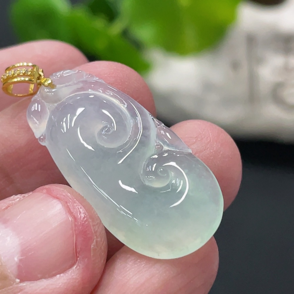 F34060995 Jadeite Pendant Ruyi 18K Non-Diamond Total Weight Approx. 3.66g (Excluding Rope)