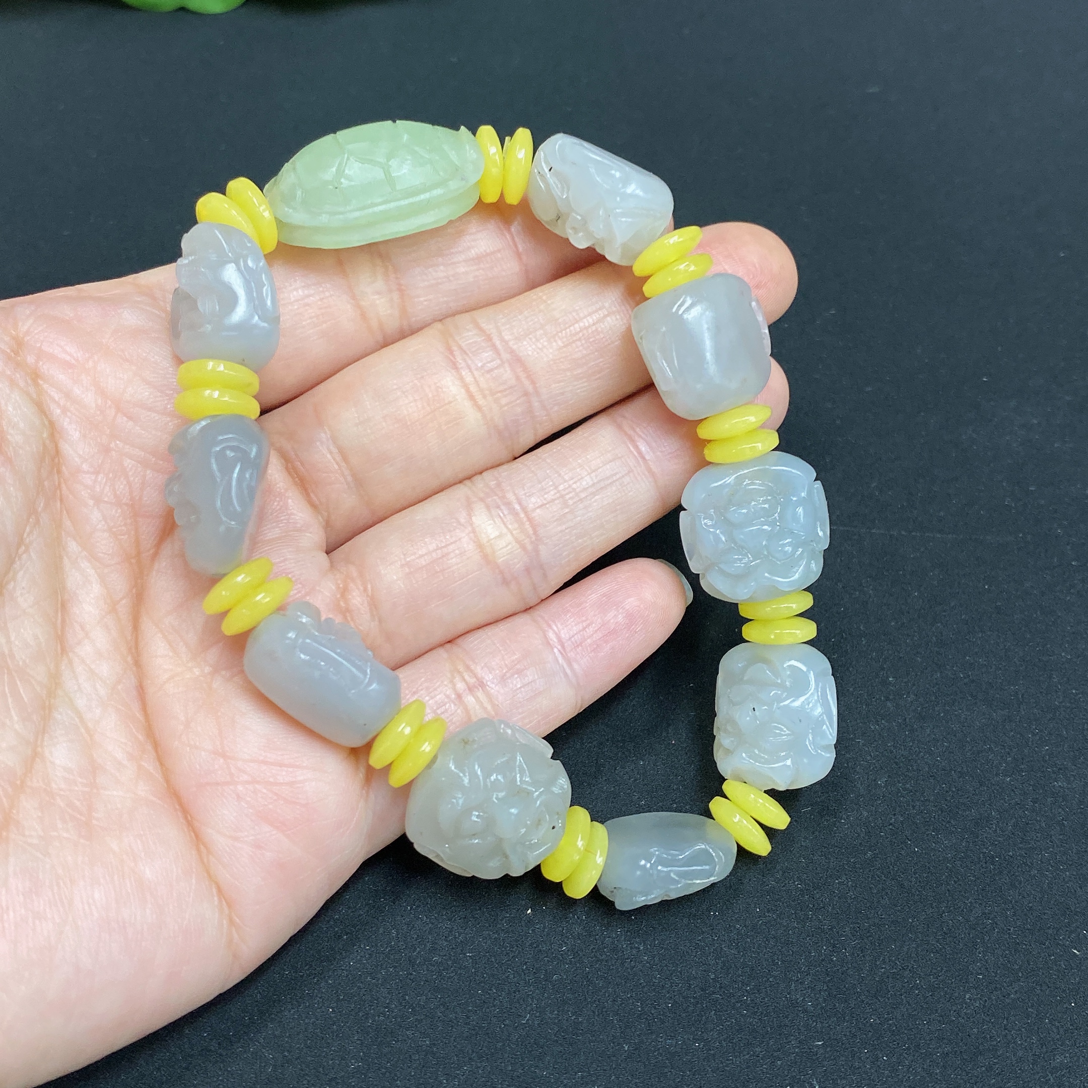 H34985355 Hetian Jade Bracelet with Non-Hetian Jade Beads, Total Weight Approx. 38.2g