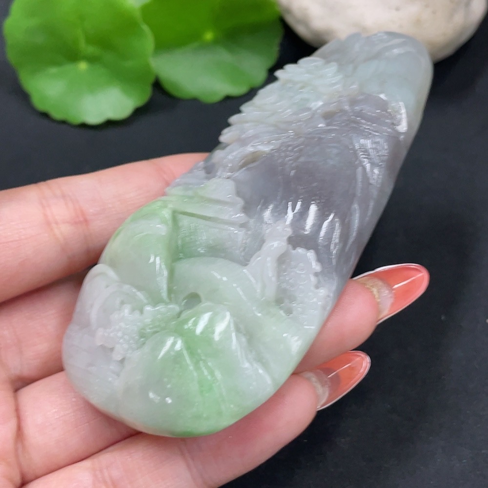 H34027725 Hetian Jade Handheld Piece Landscape Total Weight Approximately 130.9g