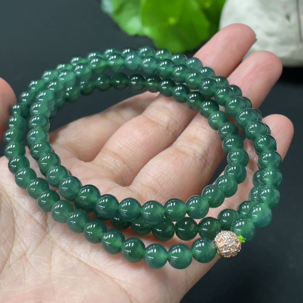 F30557611 Jadeite Beaded Necklace Approx 6.1mm Total Weight 42g Non-Gold Matching Beads