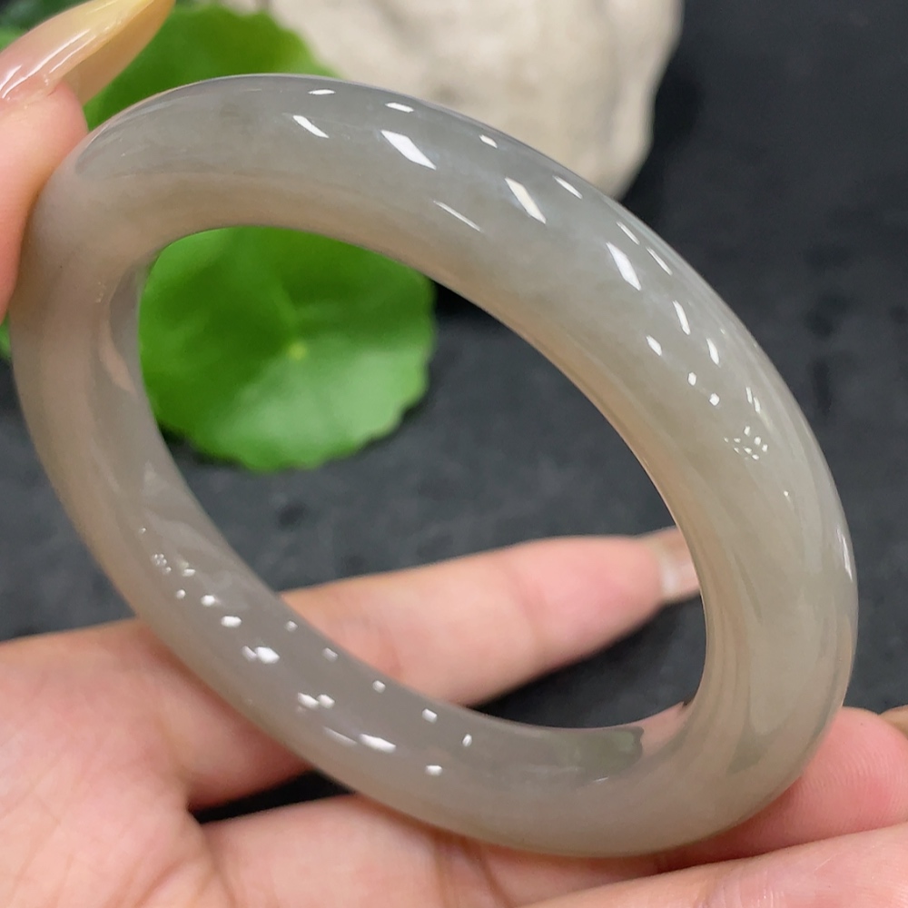 H32777594 Hetian Jade Round Bracelet, Size 54.7, Total Weight Approx. 51g