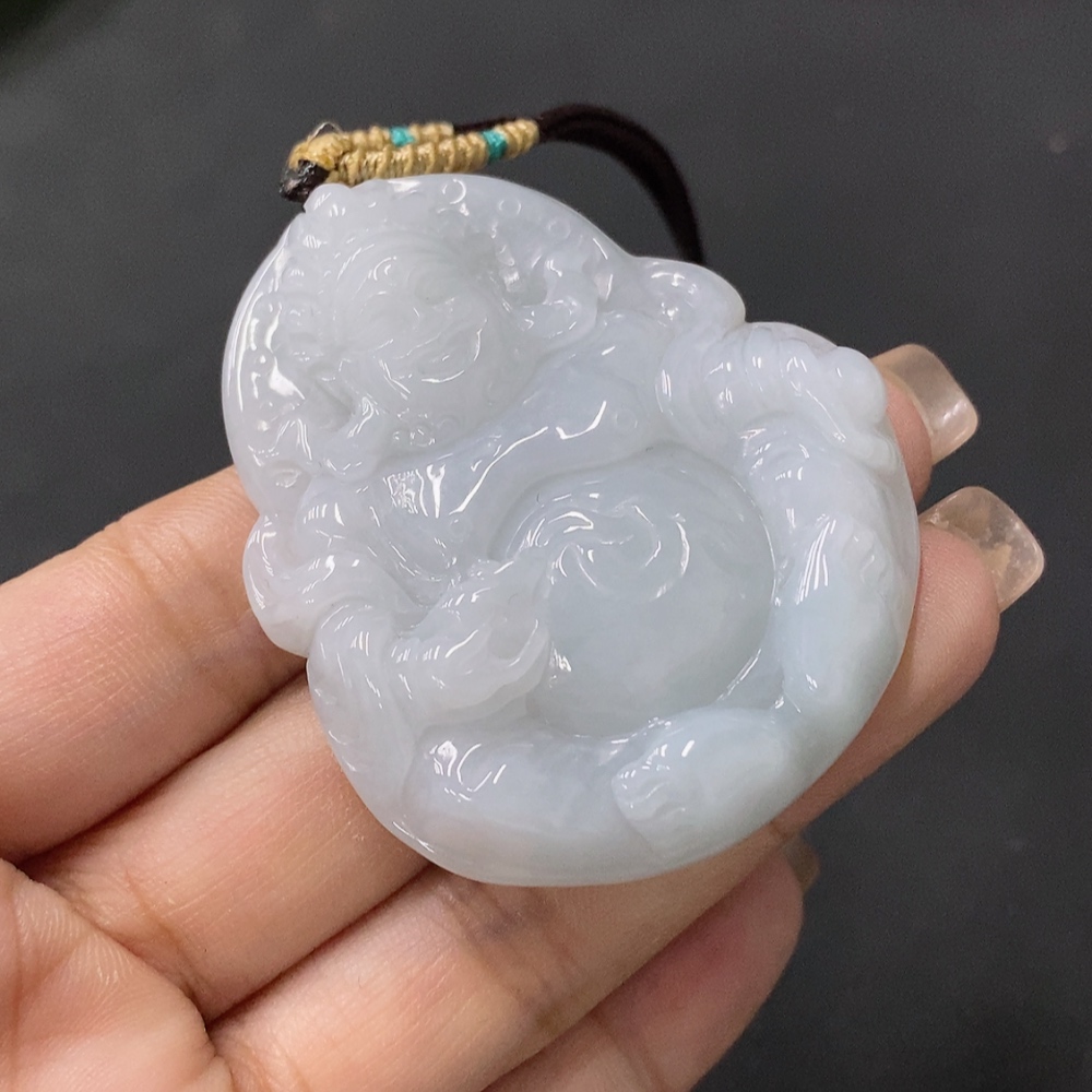 F20225561 Jadeite Pendant  Yellow Jambhala  Total Weight 37.415g