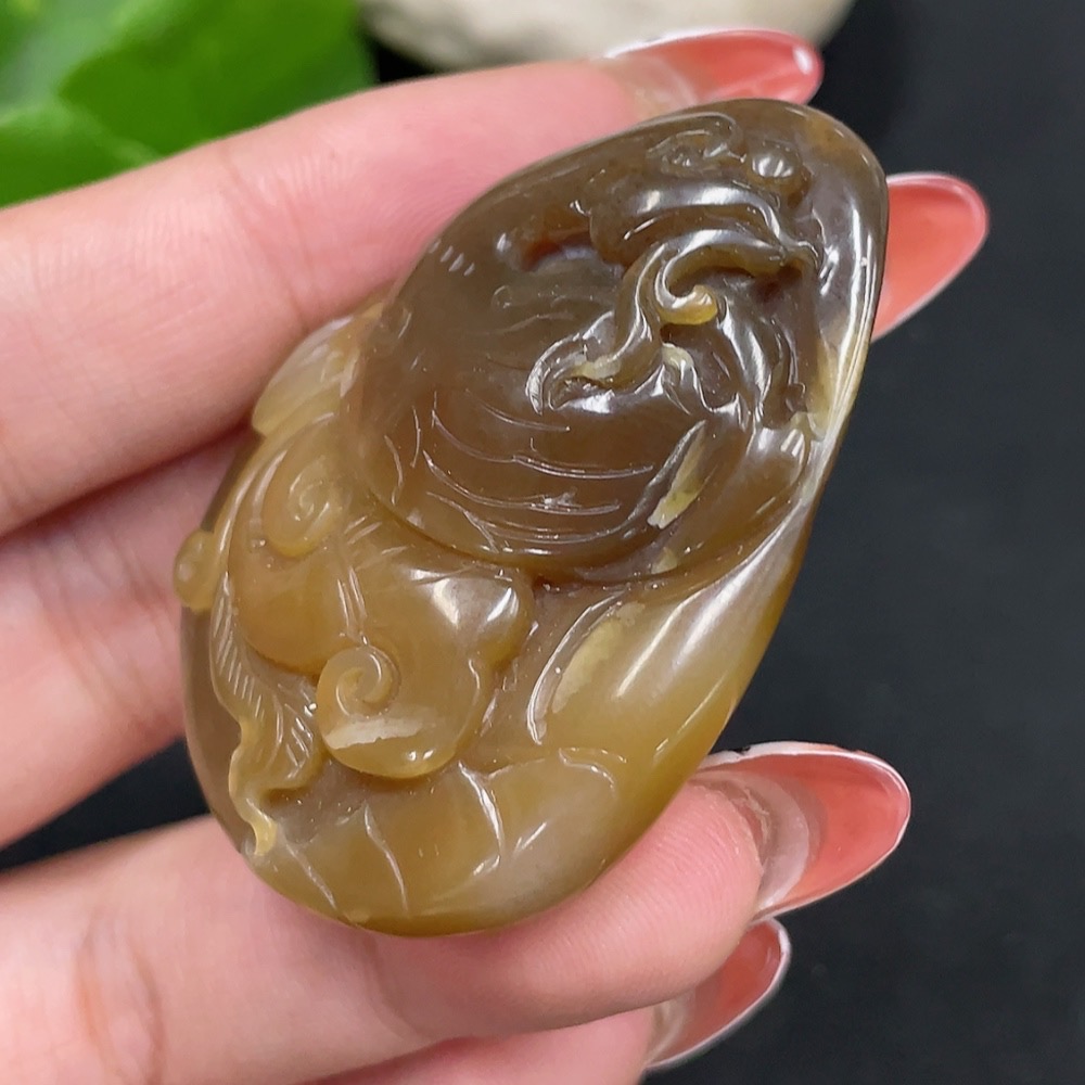 H34026591 Hetian Jade Pendant Swan Total Weight Approx. 37.3g