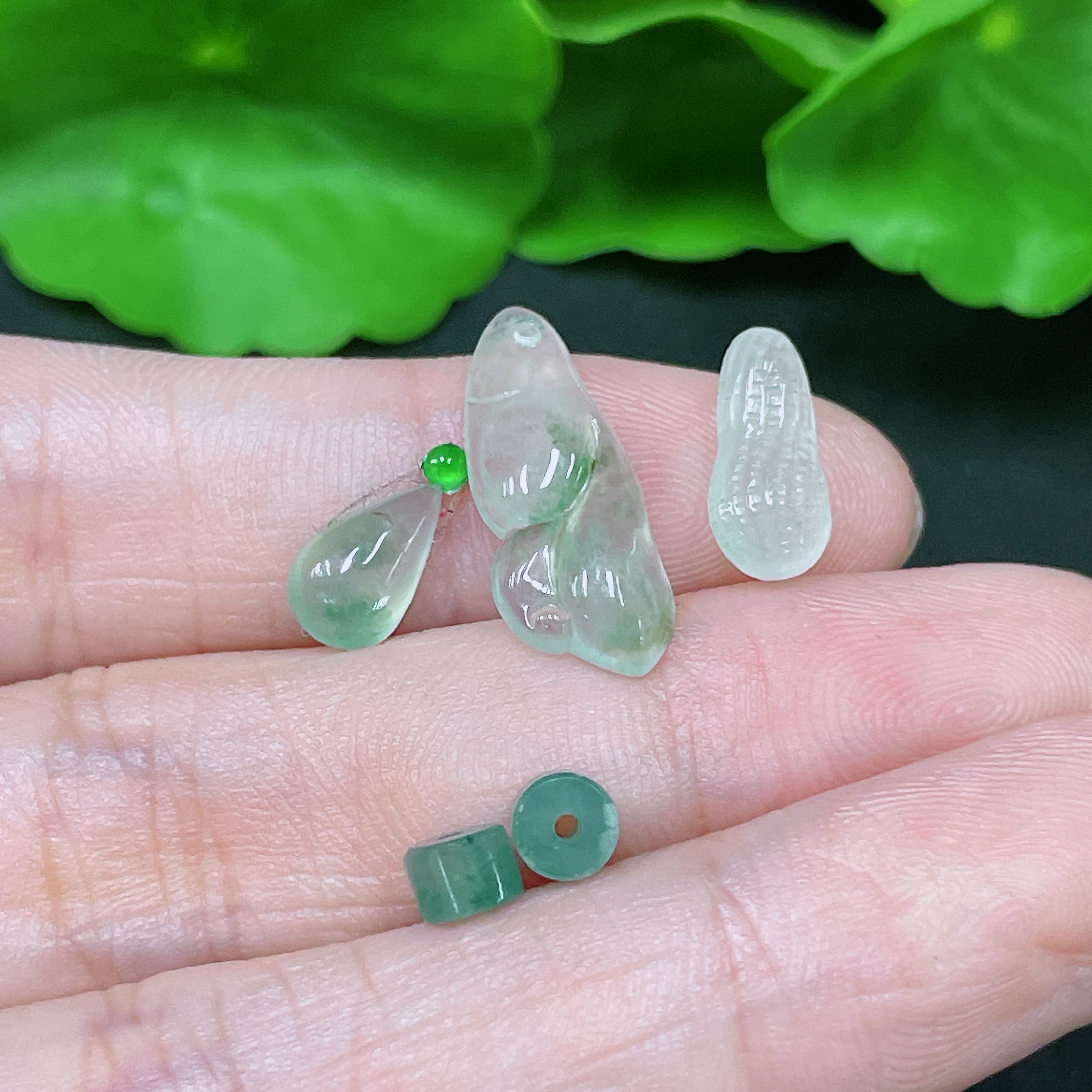 F34958004 Jadeite inlay piece,戒面, fish, water drop, peanut, bead
