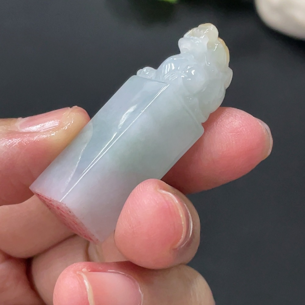 F30493739 Jadeite Pi Xiu Seal Total Weight Approx. 16.4g Color Origin Undetermined