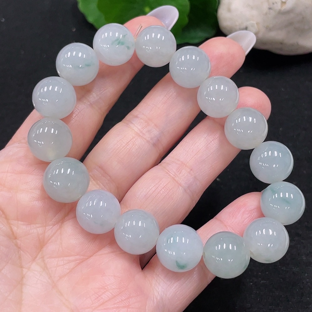 F33899788 Jadeite Bracelet Approx. 12.6mm Beads Total Weight About 53.97g