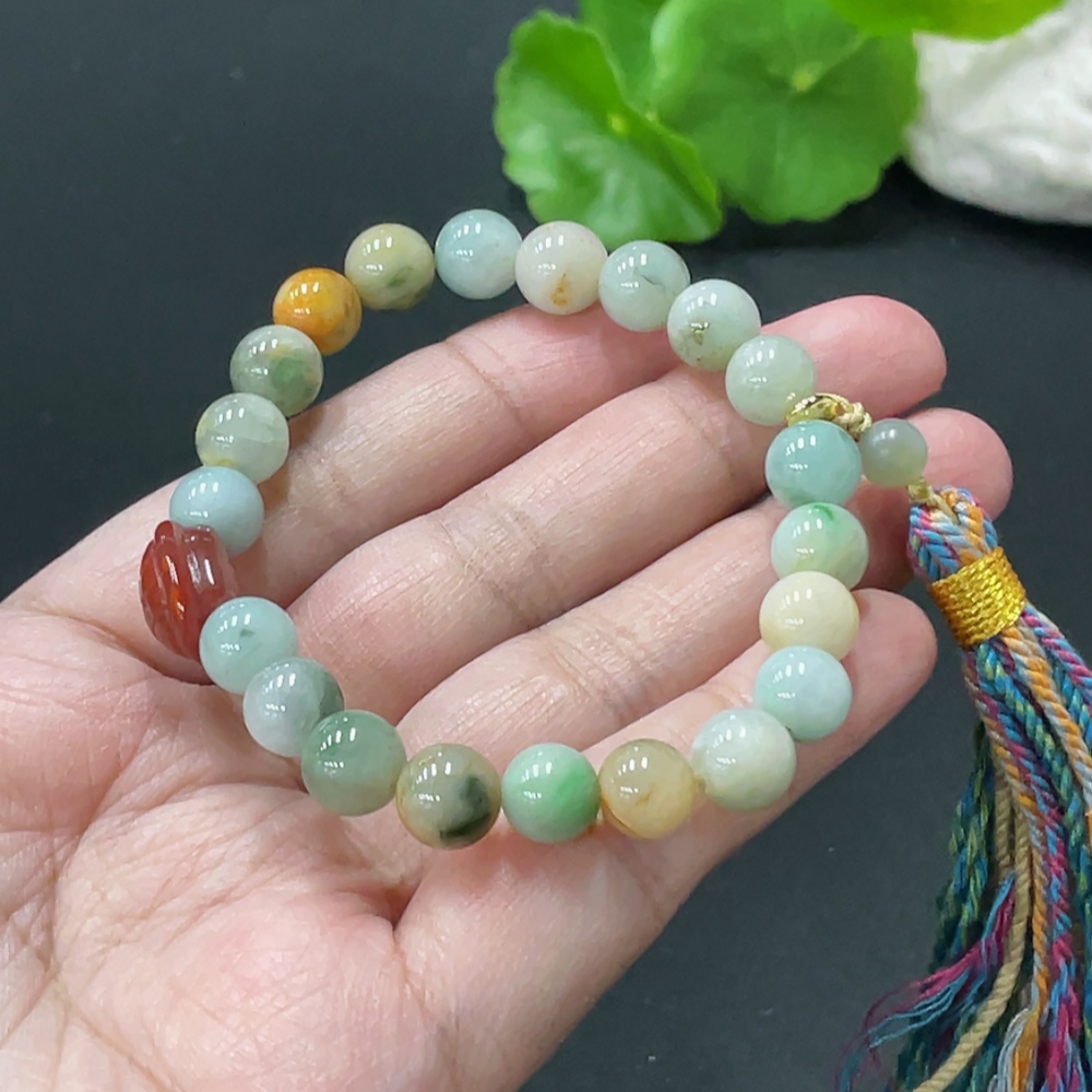 F35109738 Jadeite Bracelet Approx. 8.4mm Total Weight 23g Non-gold Accessories Non-A Beads