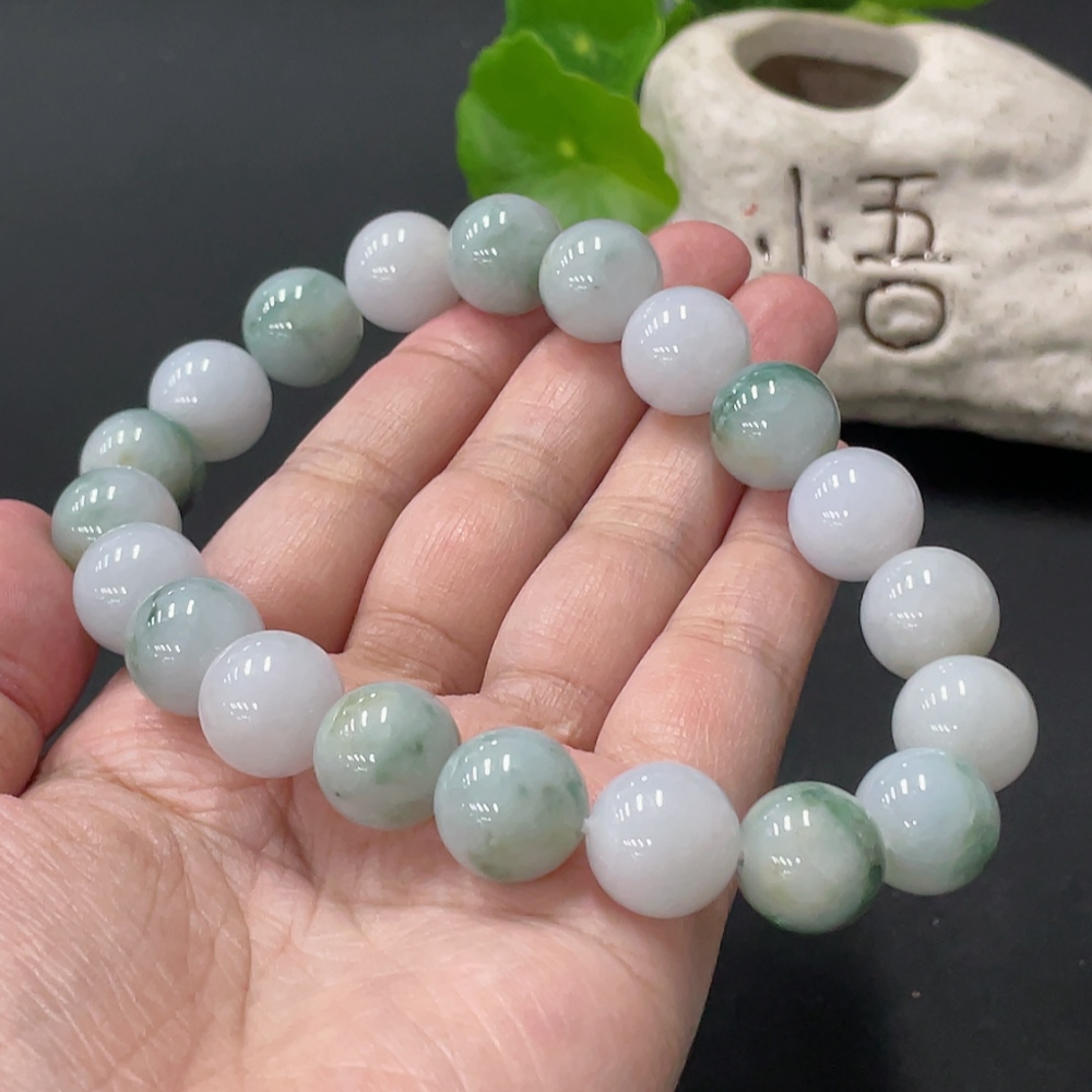 F35108786 Jadeite Bracelet Approx. 13.6mm Beads Total Weight Approx. 85.57g