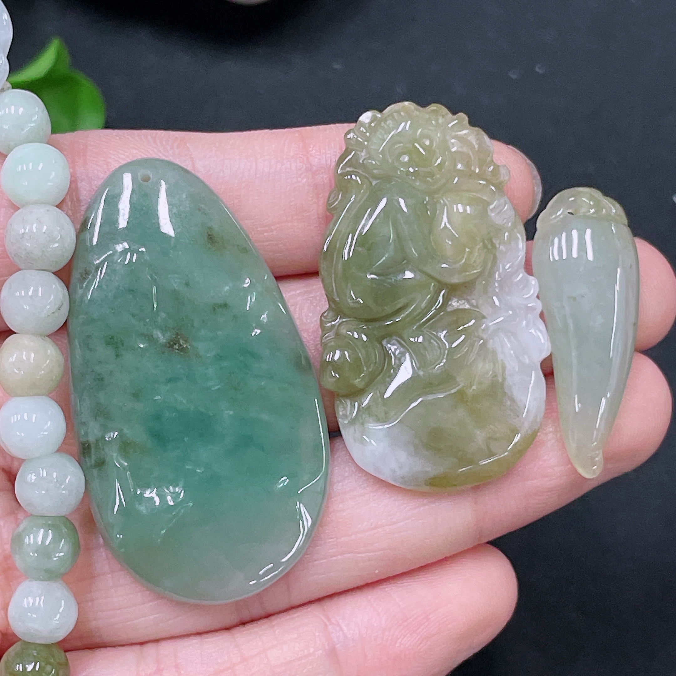 F33919958 Jadeite Pendant + Bracelet Approx. 6.5mm