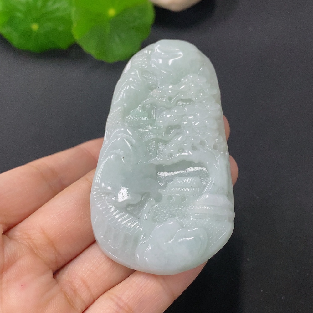 F31593593 Jadeite Pendant Landscape Plaque Total Weight Approx. 33g
