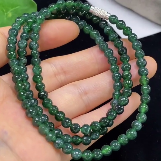 F35094630 Jadeite Bead Necklace approx. 4.8mm Non-Gold Total Weight approx. 27.79g