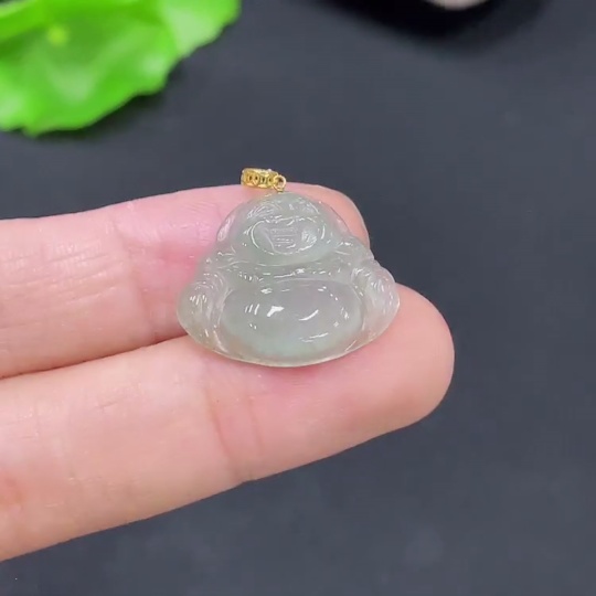 F31651756 Jadeite Pendant Buddha Bezel 18k Total Weight Approx. 1.92g