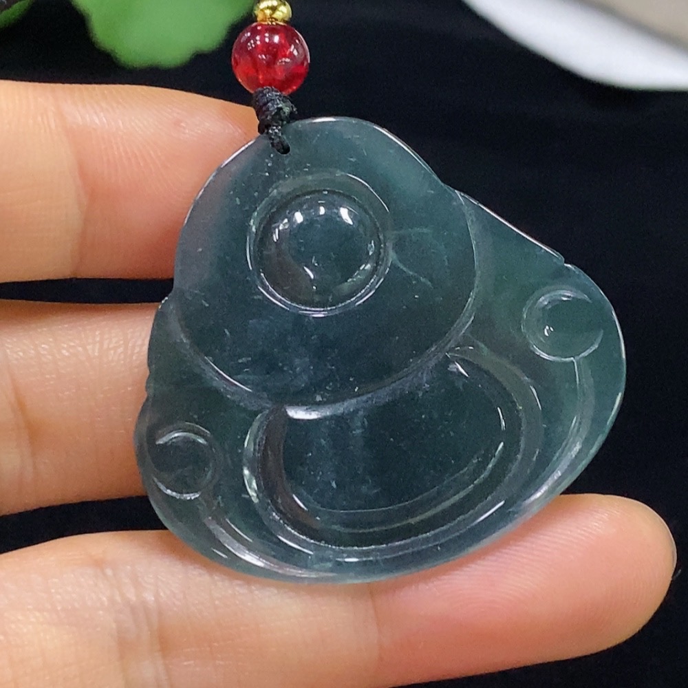 F33929303 Jadeite Buddha Pendant Total Weight Approx. 13.36g (Incl. Rope Weight)