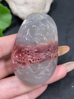 H32796515 Purple-Green Agate Pendant - Landscape, Total Weight Approx. 66.2g