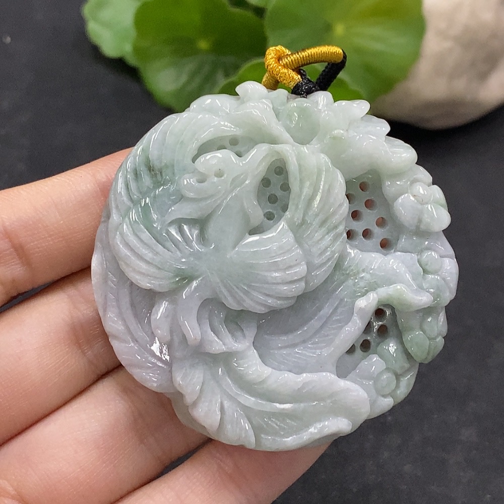 F34965252 Jadeite Phoenix Pendant Total Weight Approx. 53.28g