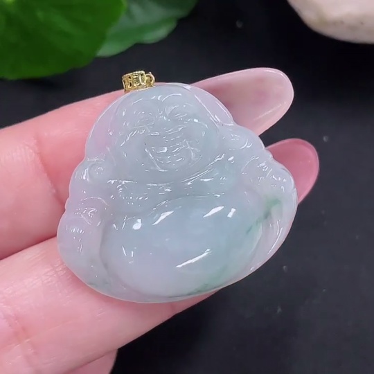F34013869 Jadeite Buddha Pendant 18K Gold Total Weight Approx. 6.79g