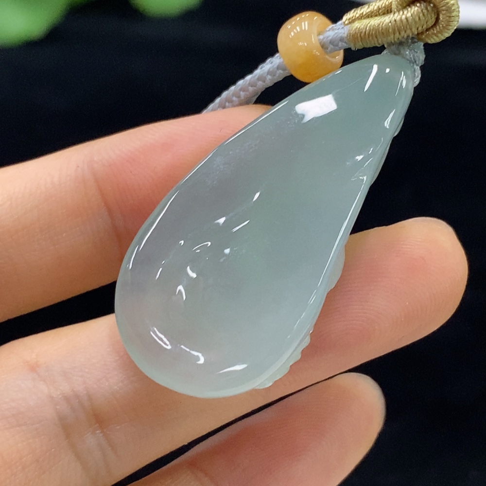 F33861613 Jadeite Auspicious Fish Pendant, Total Weight with Cord Approx. 13.1g