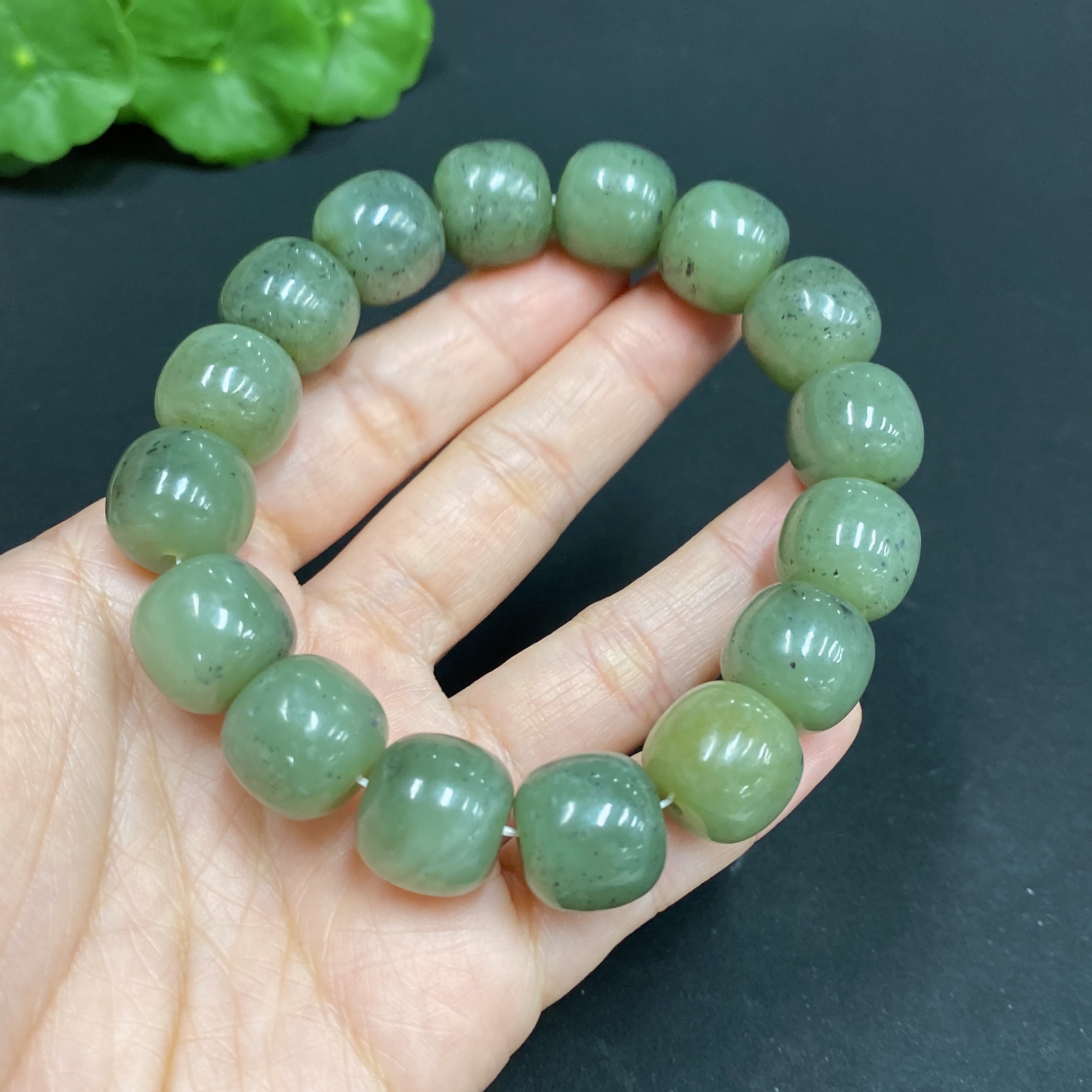 H27154332 Hetian Jade Bracelet, Approx. 13.8mm, Total Weight Approx. 74.5g