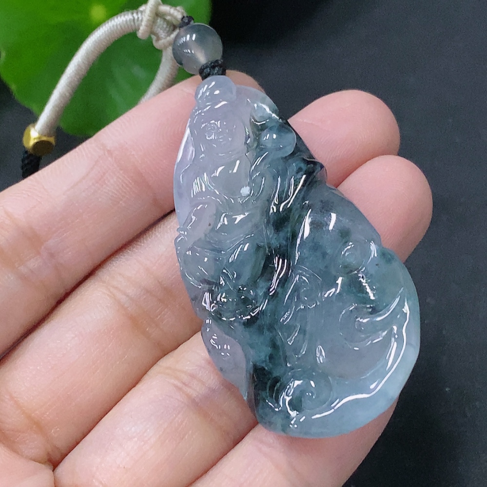F33849692 Jadeite Pendant of Samantabhadra, Total Weight Approximately 19.65g Including String