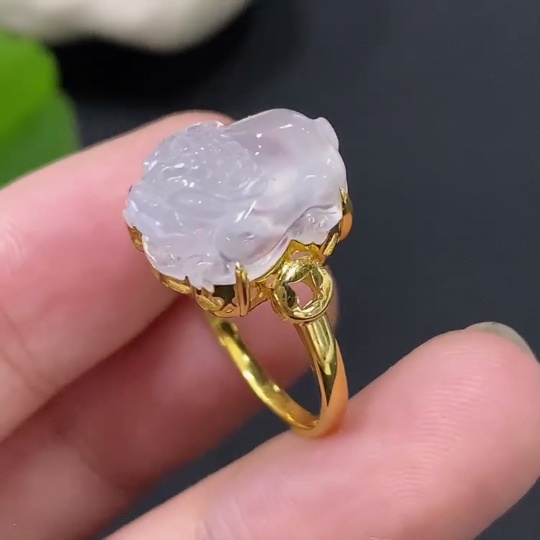 F28249694 Jadeite Inlaid with 18k Gold, Total Weight Approx. 3.24g, Size 14