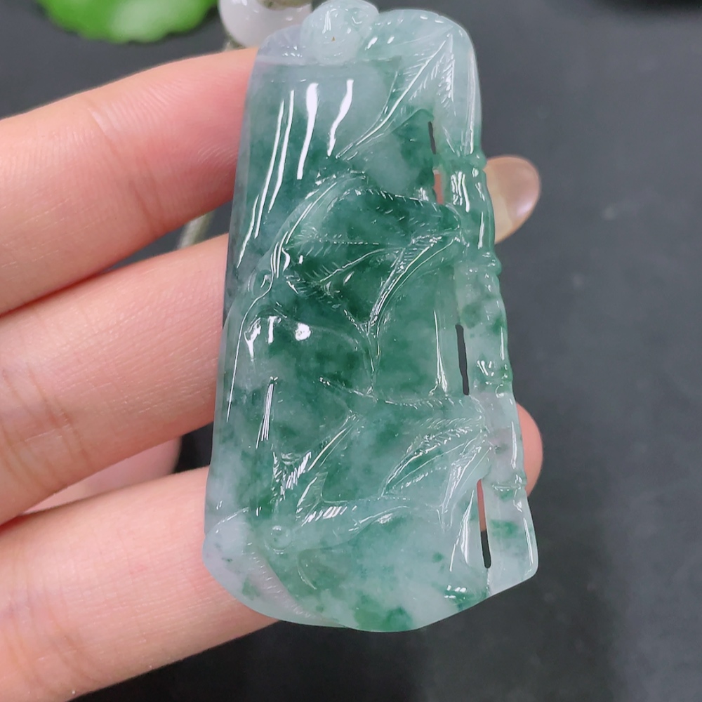 F18059015 Jadeite Bamboo Pendant Total Weight 26.493g
