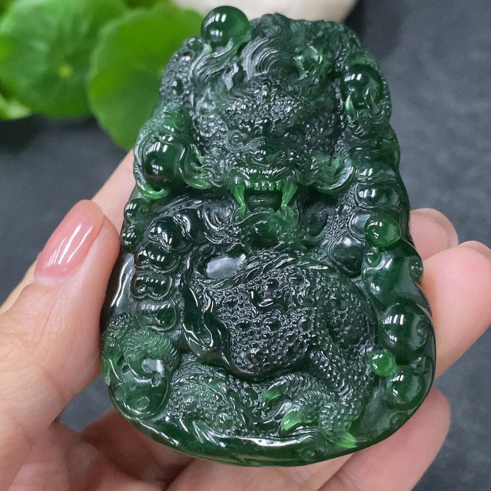 F34030991 Jadeite Pendant Dragon Plaque Total Weight Approx. 56.16g